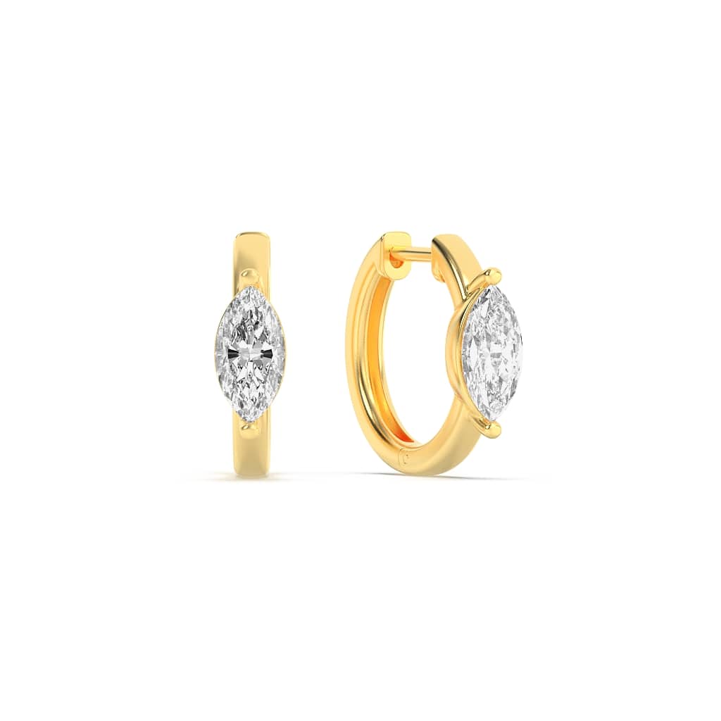 1.5CTW Marquise Shaped Lab Grown Diamond (F/VS) Solitaire Huggie Earrings in 14K Yellow Gold
