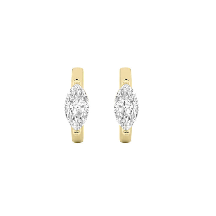 1.5CTW Marquise Shaped Lab Grown Diamond (F/VS) Solitaire Huggie Earrings in 14K Yellow Gold