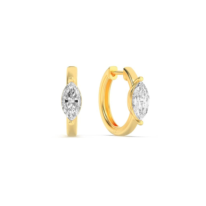 1.5CTW Marquise Shaped Lab Grown Diamond (G/VS) Solitaire Huggie Earrings in 14K Gold
