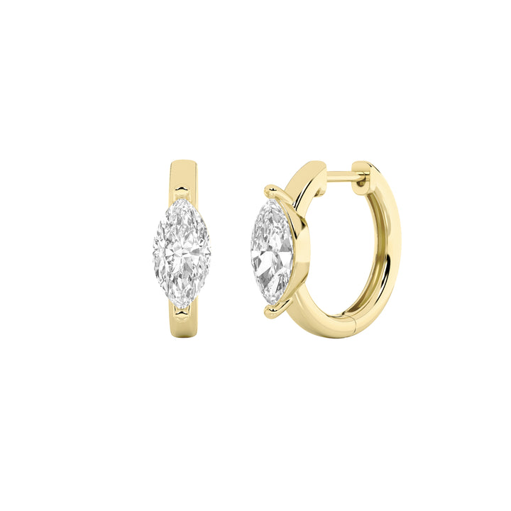 1.5CTW Marquise Shaped Lab Grown Diamond (G/VS) Solitaire Huggie Earrings in 14K Gold