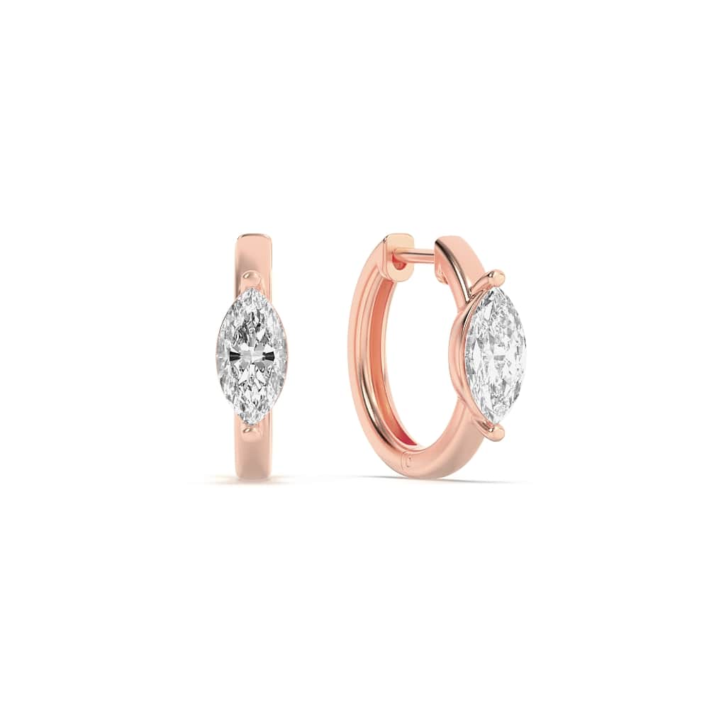 1.5CTW Marquise Shaped Lab Grown Diamond (F/VS) Solitaire Huggie Earrings in 14K Gold