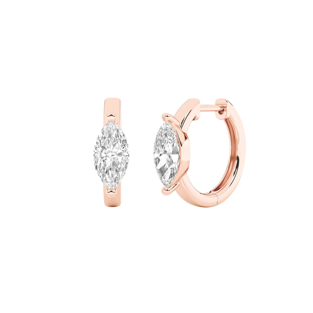 1.5CTW Marquise Shaped Lab Grown Diamond (F/VS) Solitaire Huggie Earrings in 14K Gold