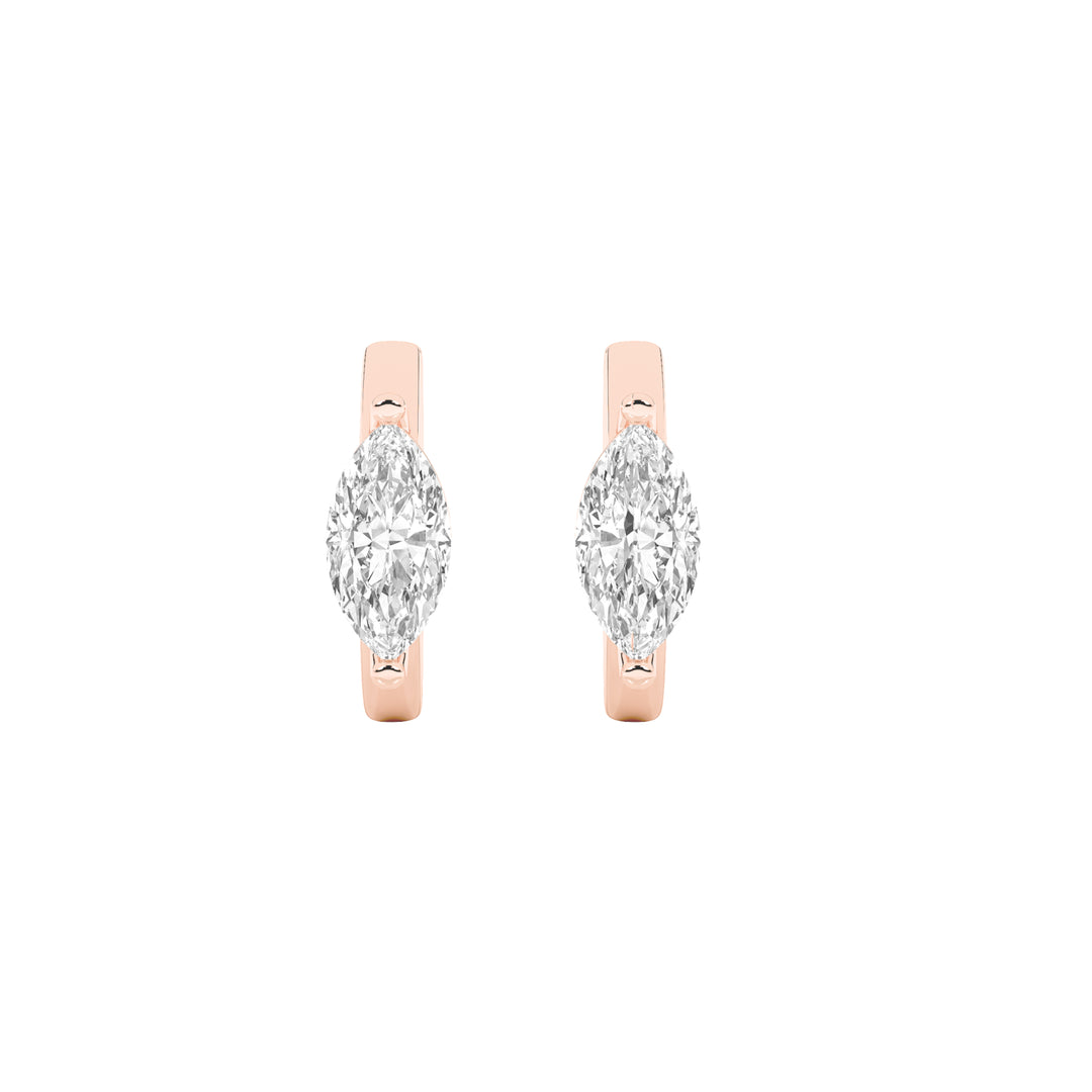 1.5CTW Marquise Shaped Lab Grown Diamond (F/VS) Solitaire Huggie Earrings in 14K Gold