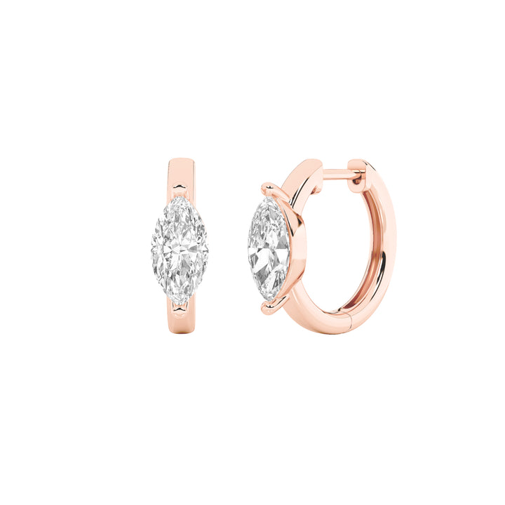 3.25Cttw Marquise Shaped Lab Grown Diamond (F/VS)Solitaire Huggie Earrings in 14K Gold