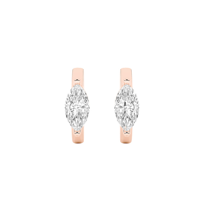 3.25Cttw Marquise Shaped Lab Grown Diamond (F/VS)Solitaire Huggie Earrings in 14K Gold