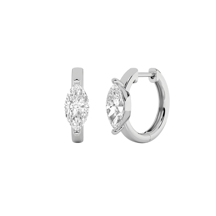 3.5Cttw Marquise Shaped Lab Grown Diamond (F/VS) Solitaire Huggie Earrings in 14K Gold