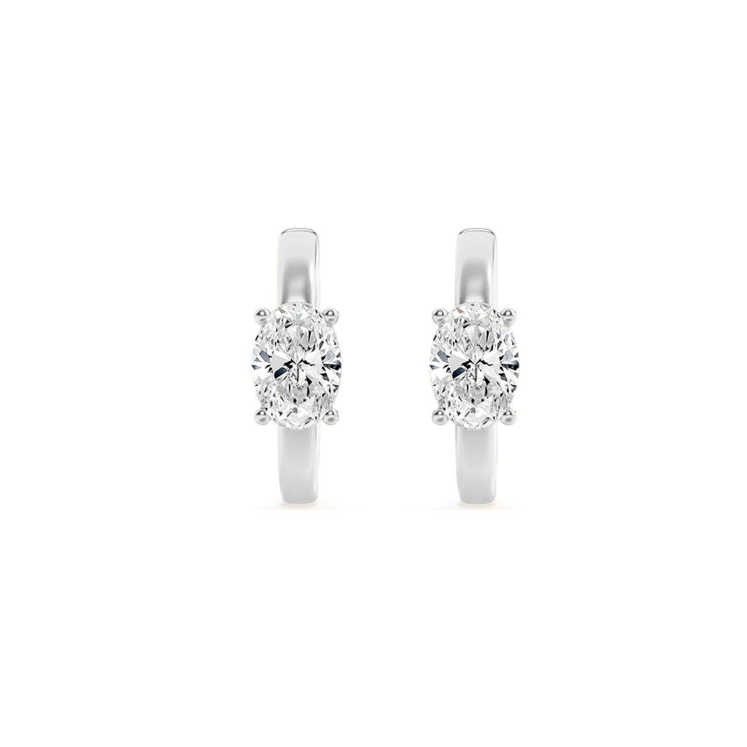 1.5CTW Oval Shaped Lab Grown Diamond (G/VS) Solitaire Huggie Earrings in 14K Gold