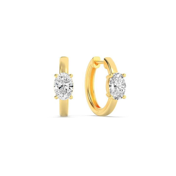 1.5CTW Oval Shaped Lab Grown Diamond (G/VS) Solitaire Huggie Earrings in 14K Gold