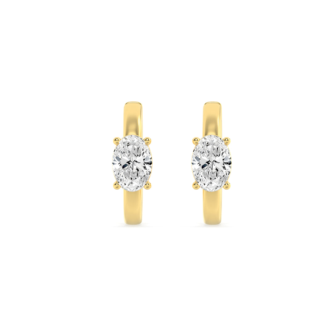 1.5CTW Oval Shaped Lab Grown Diamond (G/VS) Solitaire Huggie Earrings in 14K Gold