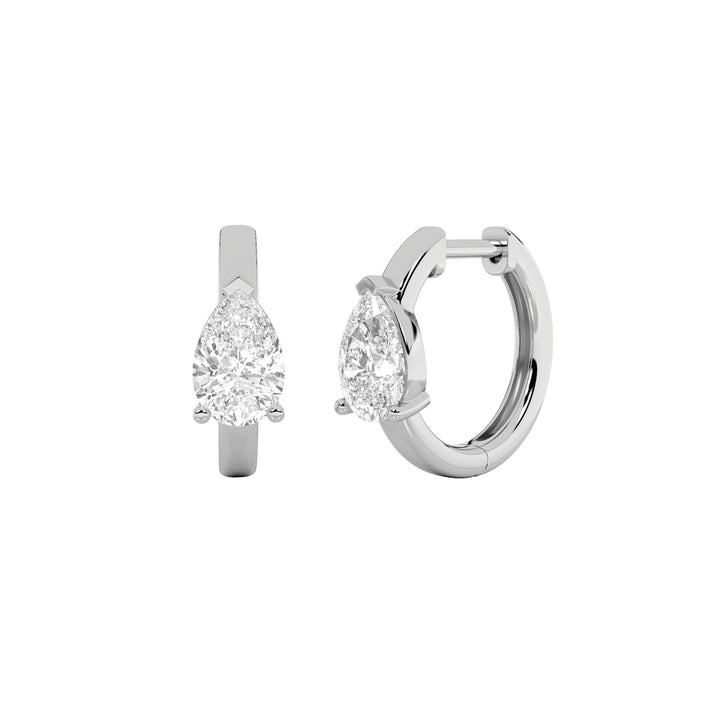 1.5CTW Pear Shaped Lab Grown Diamond (G/VS) Solitaire Huggie Earrings in 14K Gold