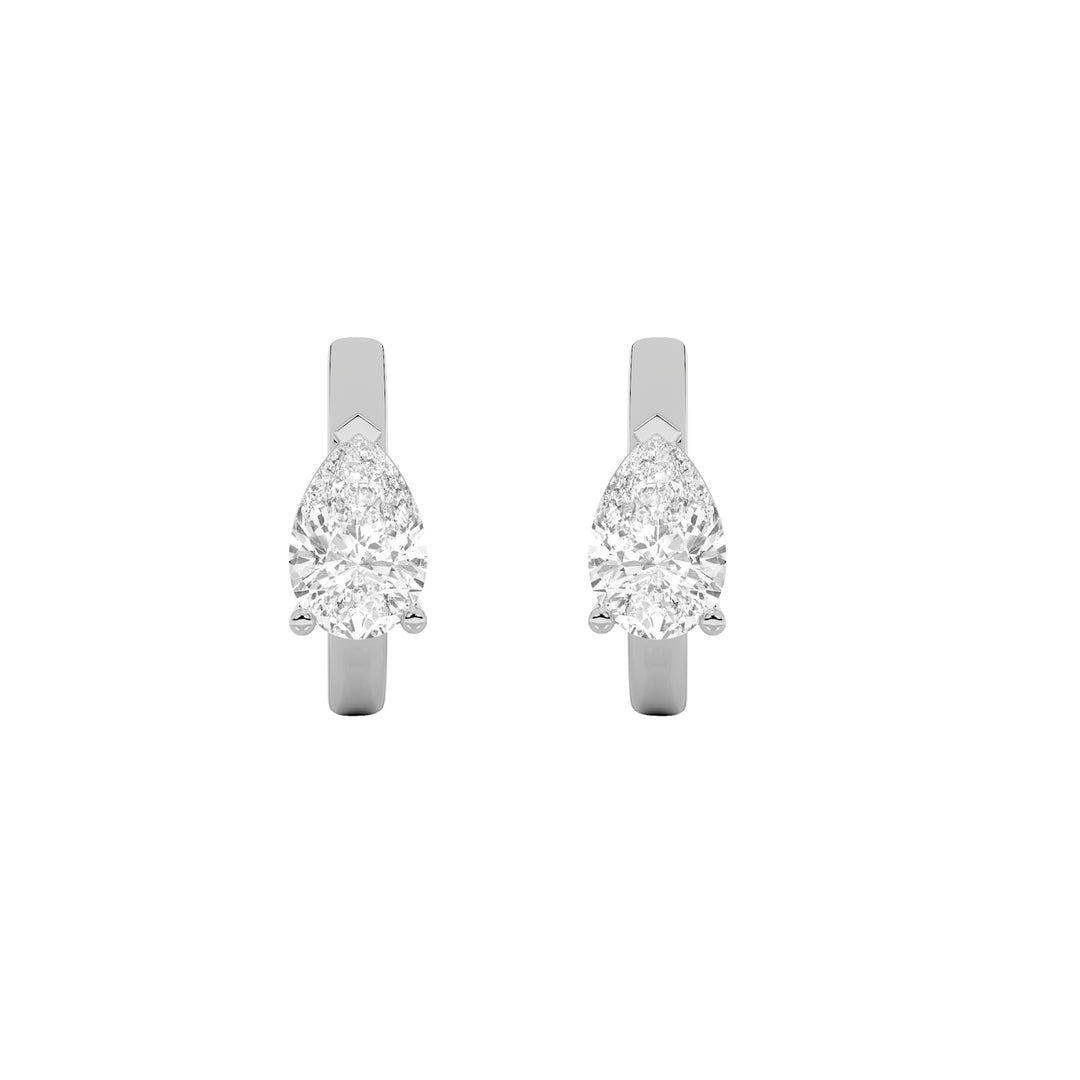 1.5CTW Pear Shaped Lab Grown Diamond (G/VS) Solitaire Huggie Earrings in 14K Gold