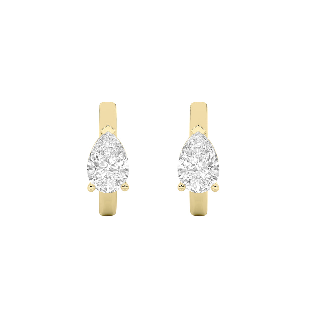 1.5CTW Pear Shaped Lab Grown Diamond (F/VS) Solitaire Huggie Earrings in 14K Gold