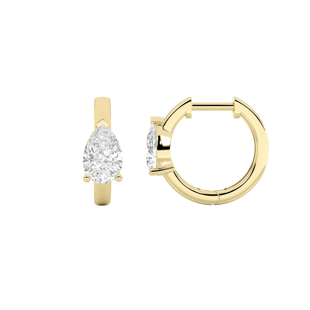 1.5CTW Pear Shaped Lab Grown Diamond (G/VS) Solitaire Huggie Earrings in 14K Gold