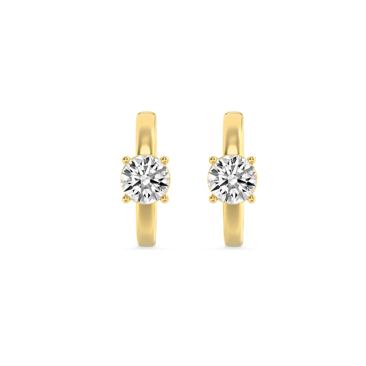 1.5CTW Round Shaped Lab Grown Diamond (F/VS) Accented Huggie Earrings in 14K Yellow Gold