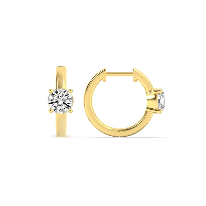 1.5CTW Round Shaped Lab Grown Diamond (G/VS) Solitaire Huggie Earrings in 14K Gold