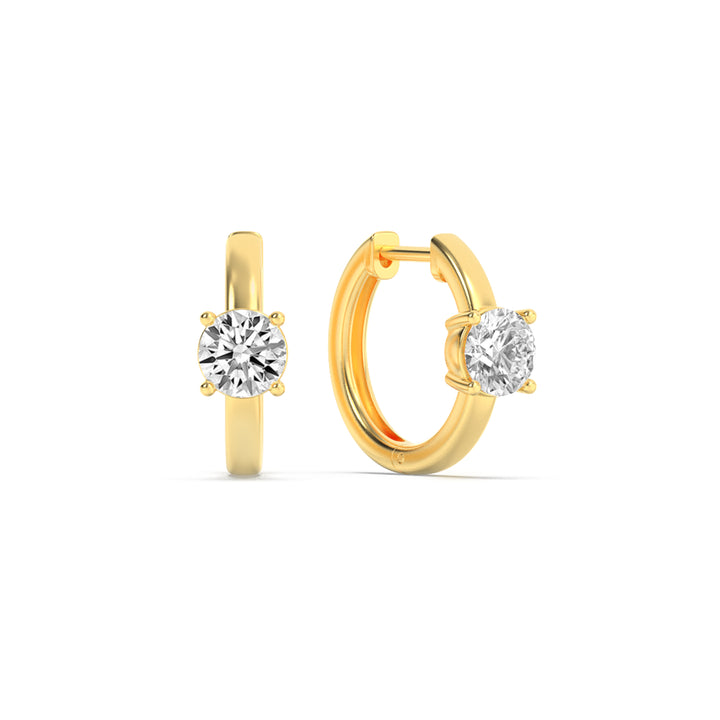 1.5CTW Round Shaped Lab Grown Diamond (G/VS) Solitaire Huggie Earrings in 14K Gold
