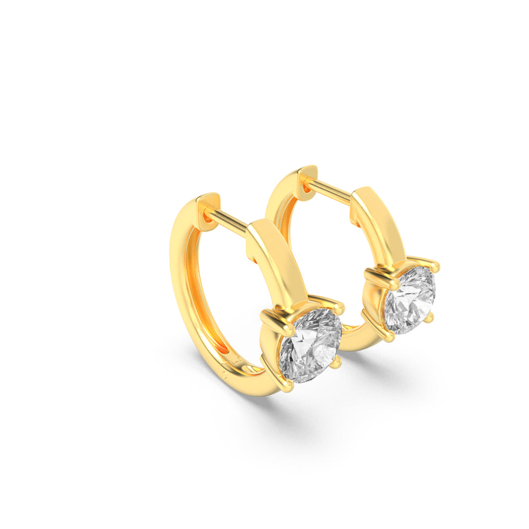 1.5CTW Round Shaped Lab Grown Diamond (G/VS) Solitaire Huggie Earrings in 14K Gold