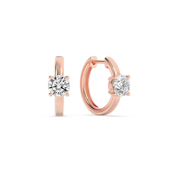1.5CTW Round Shaped Lab Grown Diamond (F/VS) Solitaire Huggie Earrings in 14K Gold