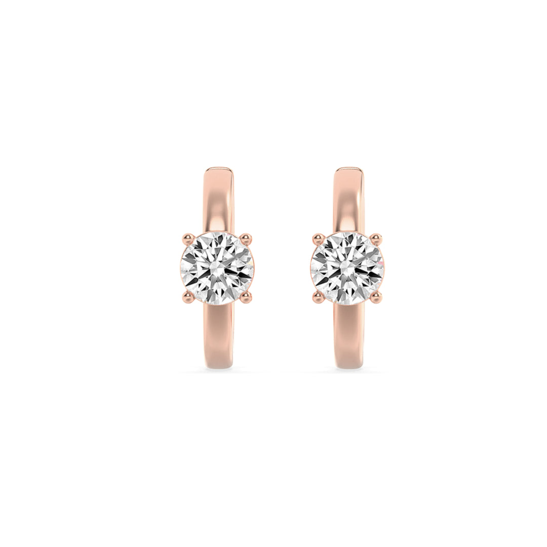 1.5CTW Round Shaped Lab Grown Diamond (F/VS) Solitaire Huggie Earrings in 14K Gold