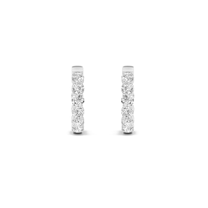 3Cttw Round Shaped Lab Grown Diamond (F/VS) Inside out Hoop Earrings in 14K Gold