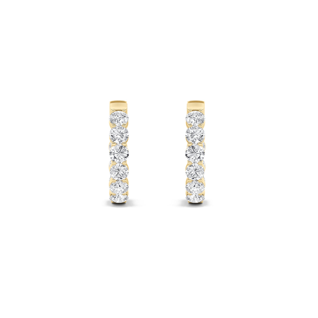 3Cttw Round Shaped Lab Grown Diamond (F/VS) Inside out Hoop Earrings in 14K Gold