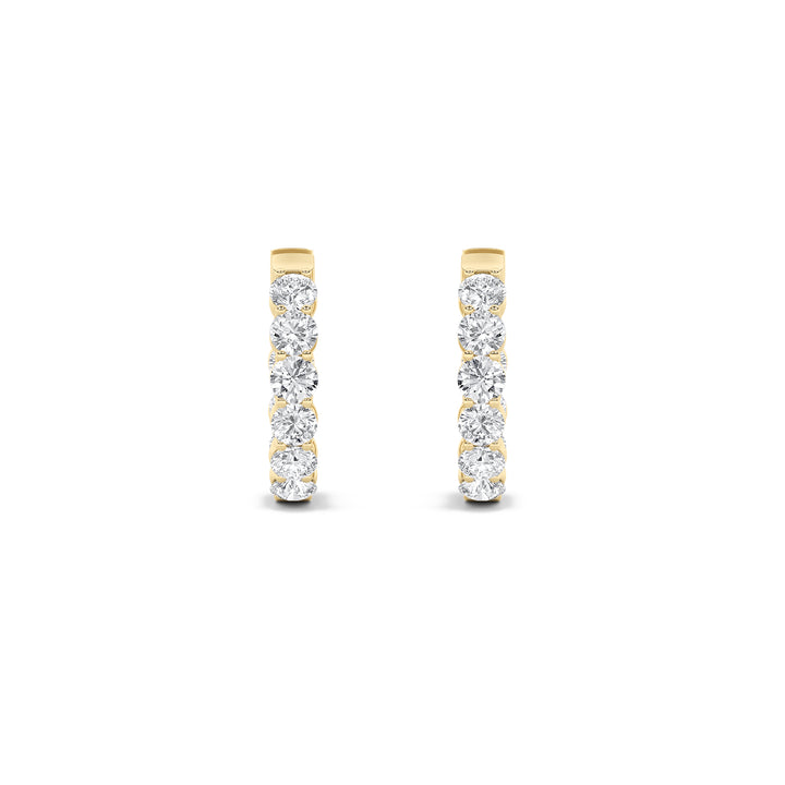 3Cttw Round Shaped Lab Grown Diamond (F/VS) Inside out Hoop Earrings in 14K Gold