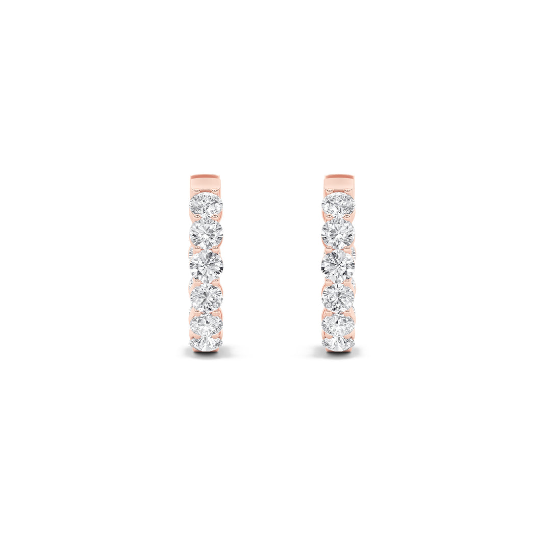 3Cttw Round Shaped Lab Grown Diamond (F/VS) Inside out Hoop Earrings in 14K Gold