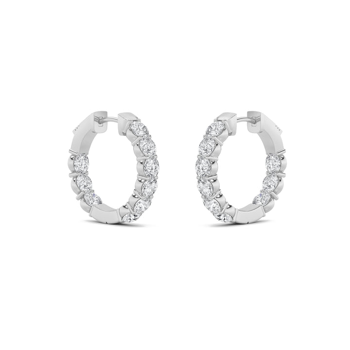 5Cttw Round Shaped Lab Grown Diamond (F/VS) Inside out Hoop Earrings in 14K Gold