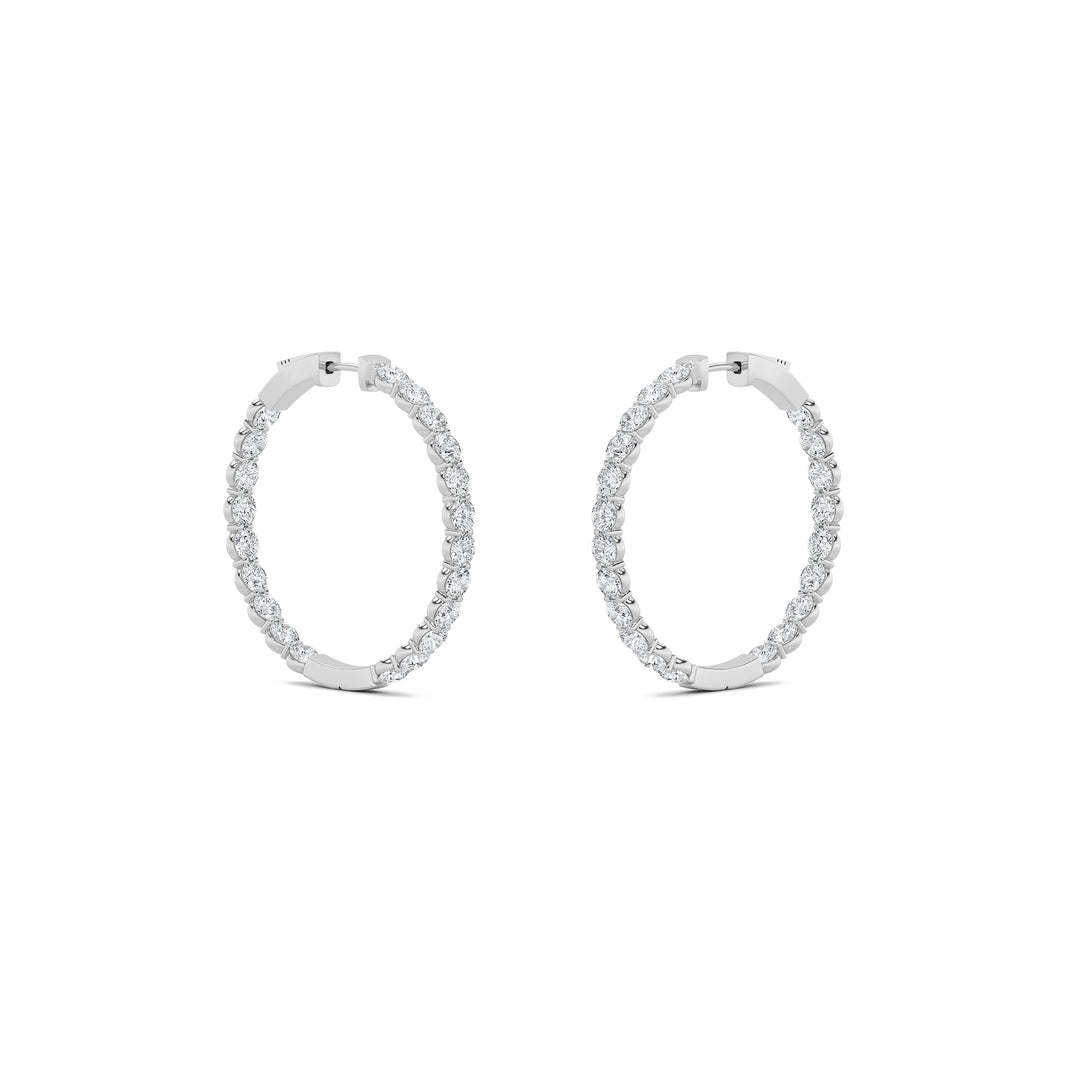 7Cttw Round Shaped Lab Grown Diamond (G/VS) Inside out Hoop Earrings in 14K Gold