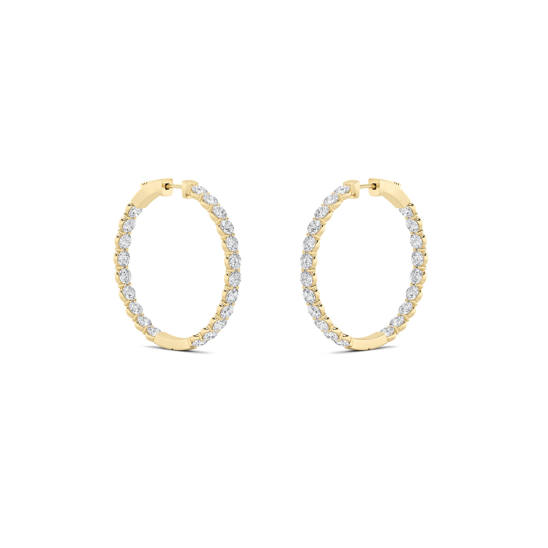 7Cttw Round Shaped Lab Grown Diamond (F/VS) Inside out Hoop Earrings in 14K Gold
