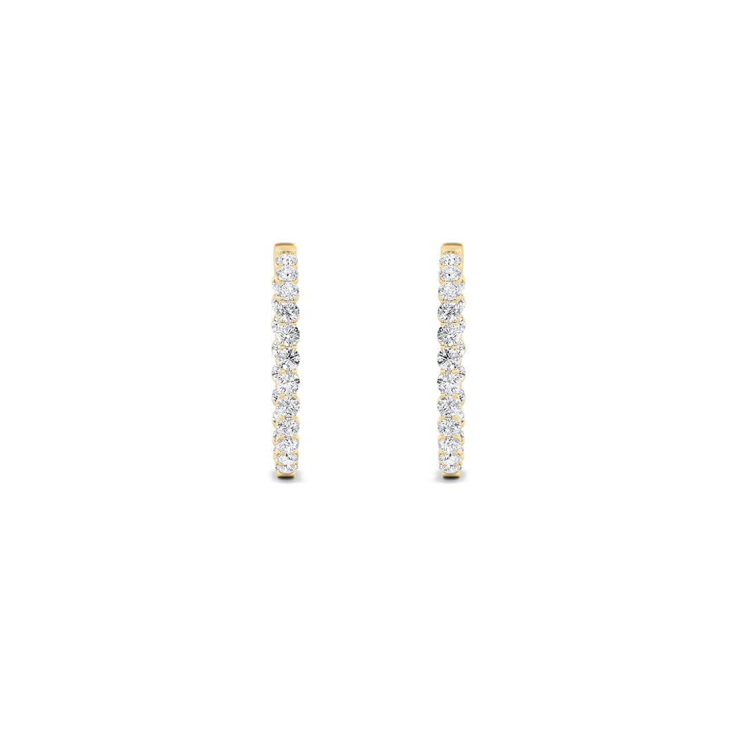 7Cttw Round Shaped Lab Grown Diamond (F/VS) Inside out Hoop Earrings in 14K Gold