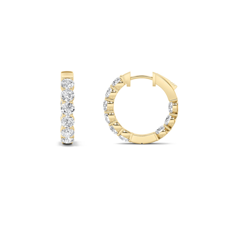 7Cttw Round Shaped Lab Grown Diamond (G/VS) Inside out Hoop Earrings in 14K Gold