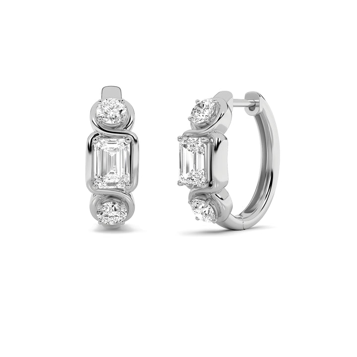 2.5Cttw Emerald Shaped Lab Grown Diamond (G/VS) Three Stone Earrings in 14K Gold