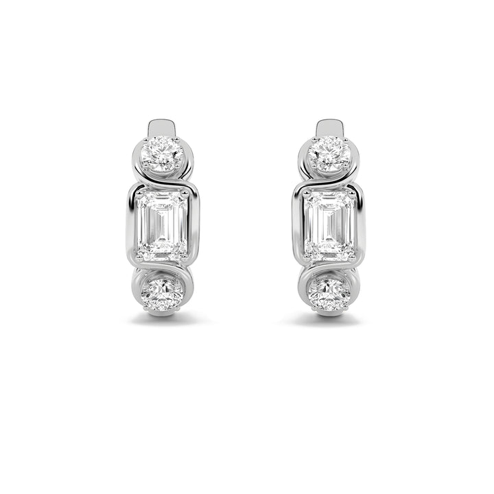 2.5Cttw Emerald Shaped Lab Grown Diamond (G/VS) Three Stone Earrings in 14K Gold