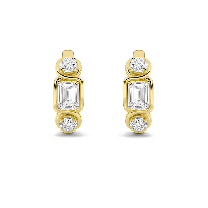 2.5Cttw Emerald Shaped Lab Grown Diamond (F/VS) Three Stone Earrings in 14K Gold
