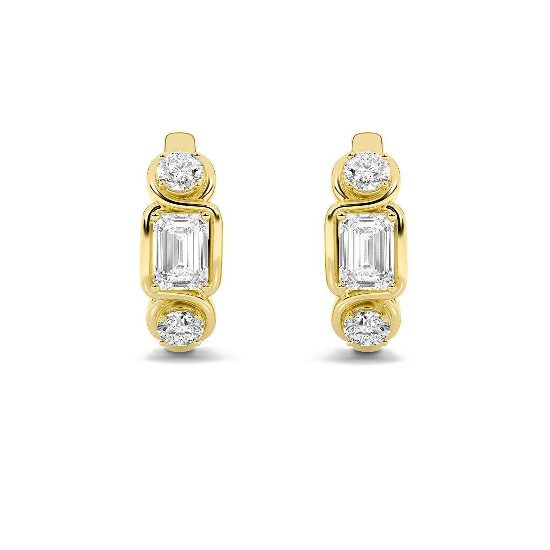 2.5Cttw Emerald Shaped Lab Grown Diamond (G/VS) Three Stone Earrings in 14K Gold