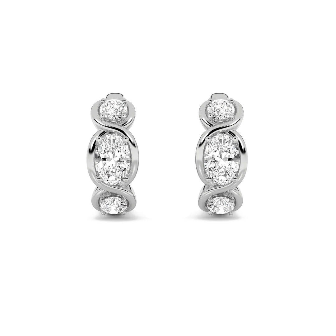 2.5Cttw Oval Shaped Lab Grown Diamond (F/VS) Three Stone Huggie Earrings in 14K Gold