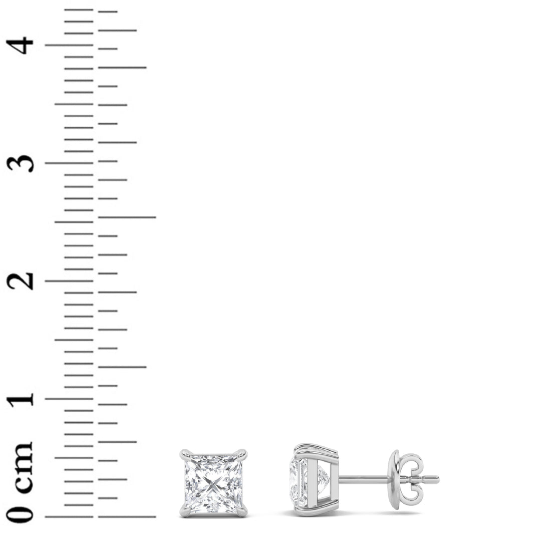 2CTW Princess Shaped Lab Grown Diamond (G/VS) Classic Basket Set Stud Earrings in 14K Gold