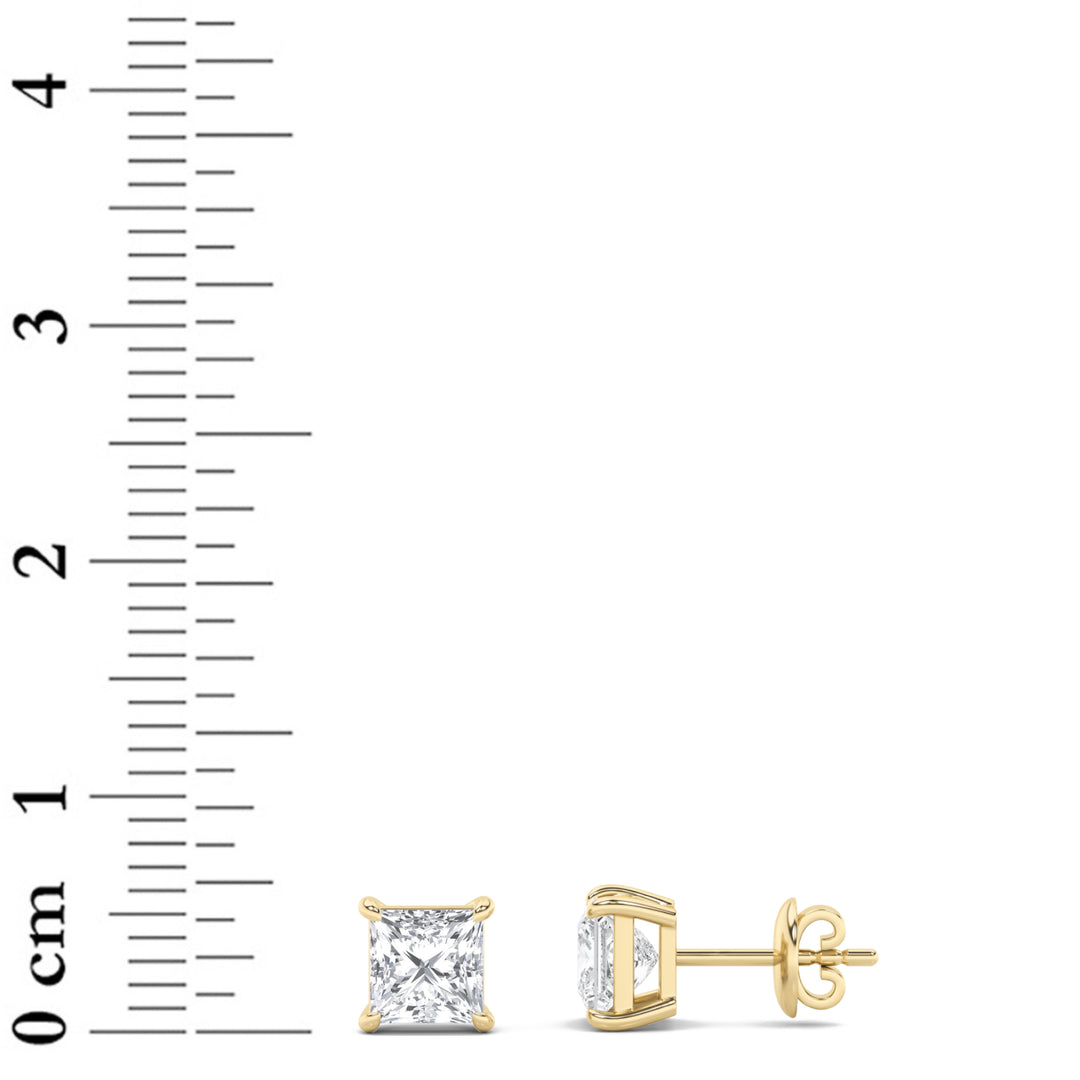 2CTW Princess Shaped Lab Grown Diamond (G/VS) Classic Basket Set Stud Earrings in 14K Gold