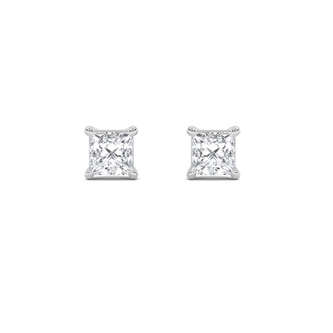 6Cttw Princess Shaped Lab Grown Diamond (F/VS) Classic Basket Set Stud Earrings in 14K Gold