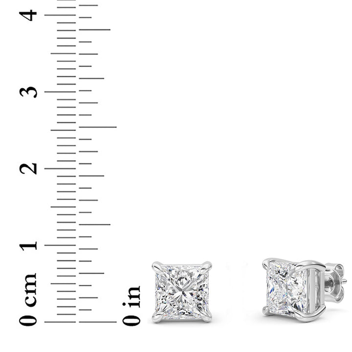 6Cttw Princess Shaped Lab Grown Diamond (F/VS) Classic Basket Set Stud Earrings in 14K Gold