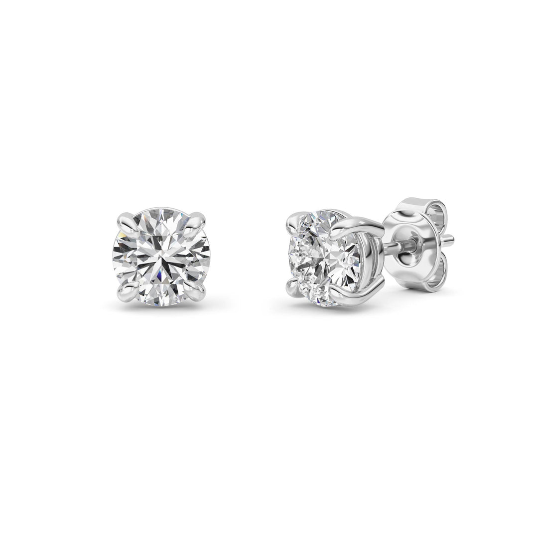 1CTW Round Shaped Lab Grown Diamond (F/VS) Classic Basket Set Stud Earrings in 14K Gold