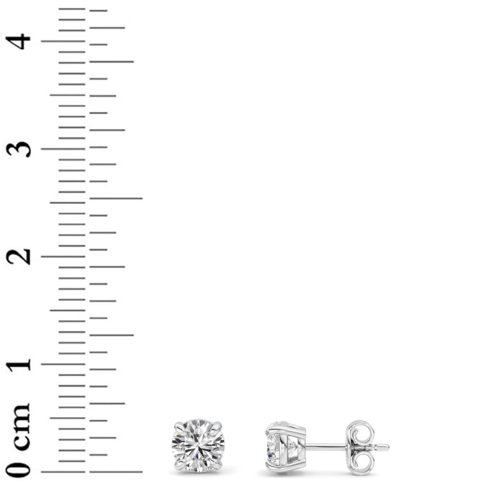 1CTW Round Shaped Lab Grown Diamond (F/VS) Classic Basket Set Stud Earrings in 14K Gold