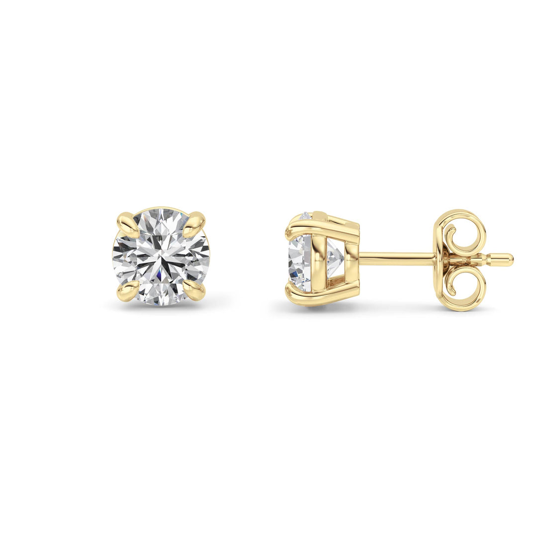 1CTW Round Shaped Lab Grown Diamond (F/VS) Classic Basket Set Stud Earrings in 14K Gold