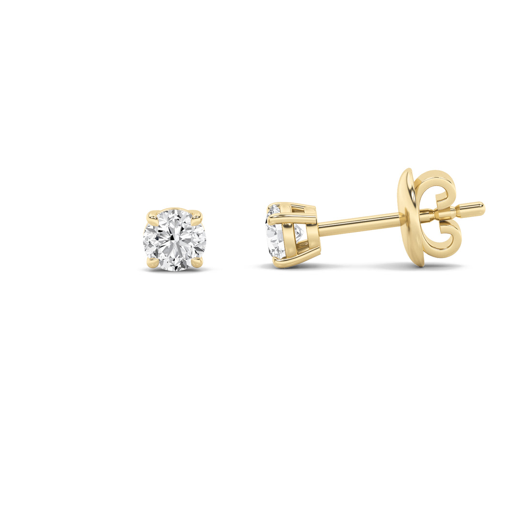 1CTW Round Shaped Lab Grown Diamond (G/VS) Classic Basket Set Stud Earrings in 14K Gold