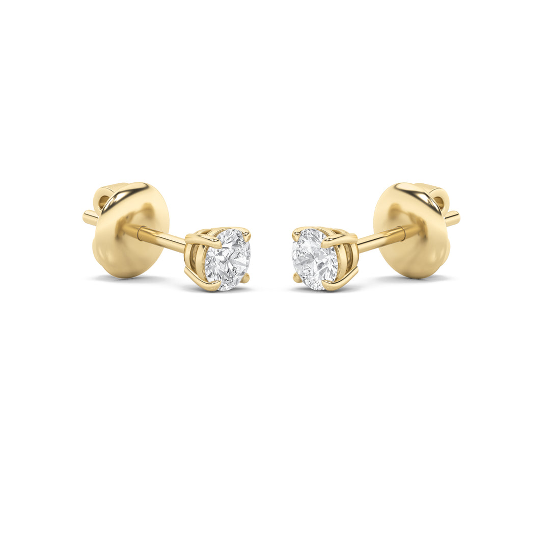 1CTW Round Shaped Lab Grown Diamond (G/VS) Classic Basket Set Stud Earrings in 14K Gold