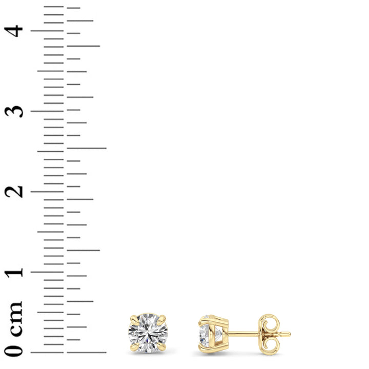 1CTW Round Shaped Lab Grown Diamond (G/VS) Classic Basket Set Stud Earrings in 14K Gold