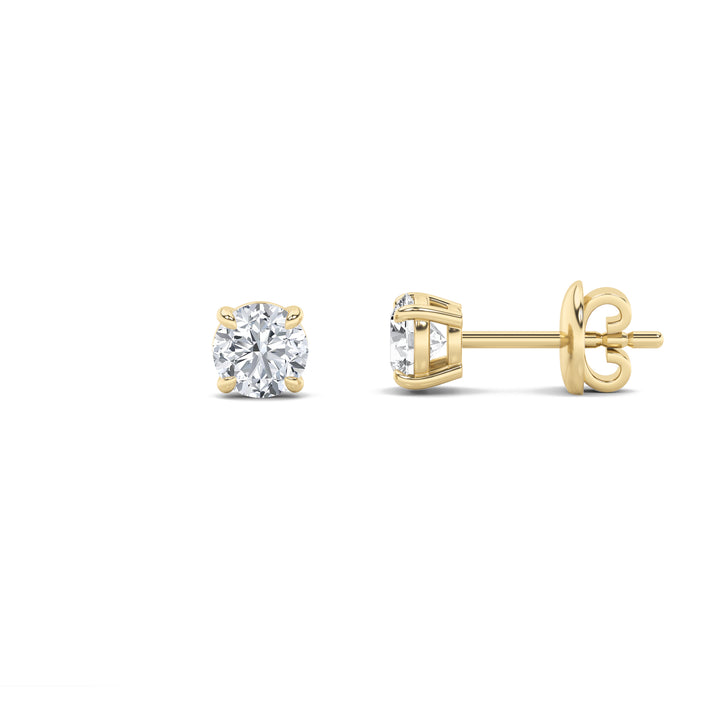 2CTW Round Shaped Lab Grown Diamond (G/VS) Classic Basket Set Stud Earrings in 14K Gold