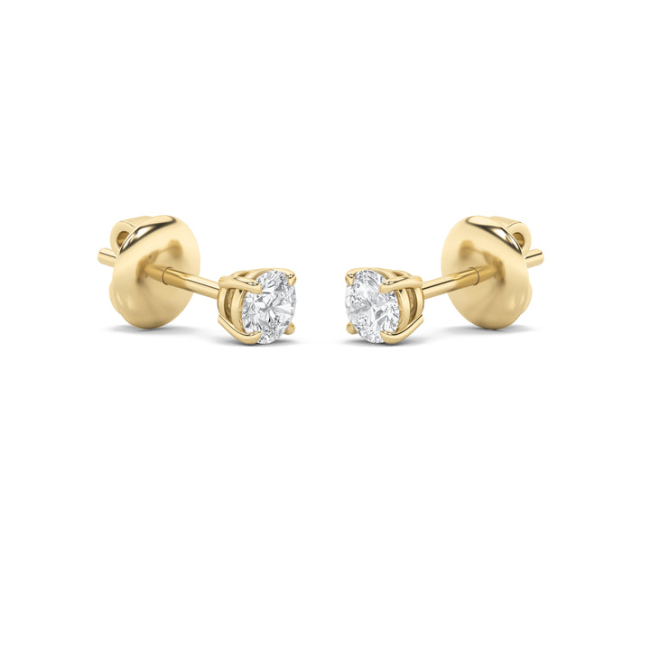 2CTW Round Shaped Lab Grown Diamond (G/VS) Classic Basket Set Stud Earrings in 14K Gold