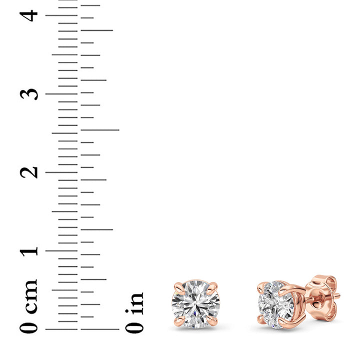 2CTW Round Shaped Lab Grown Diamond (F/VVS) Classic Basket Set Stud Earrings in 14K Gold